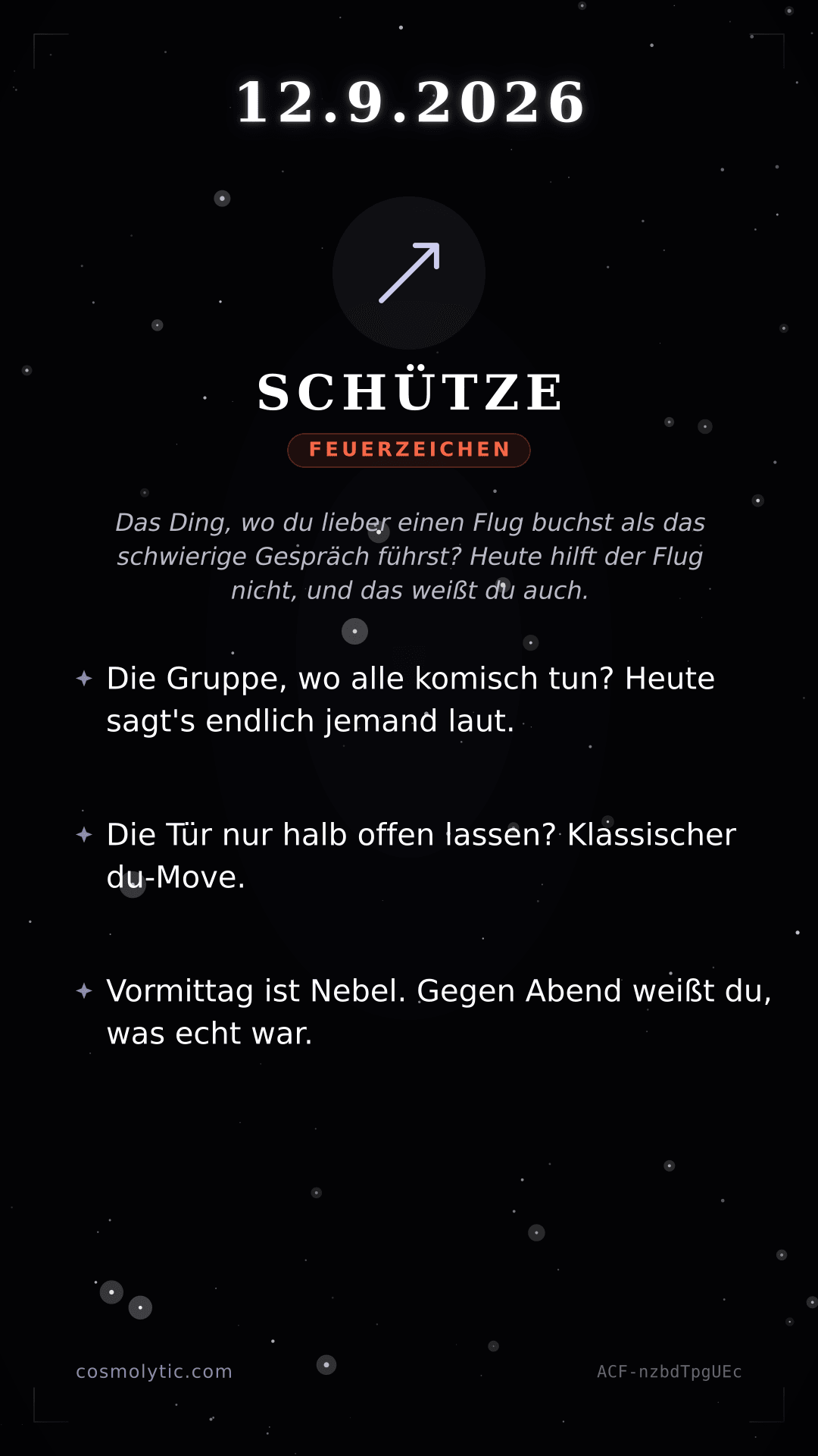 Schütze Tageshoroskop-Karte für 12. September 2026
