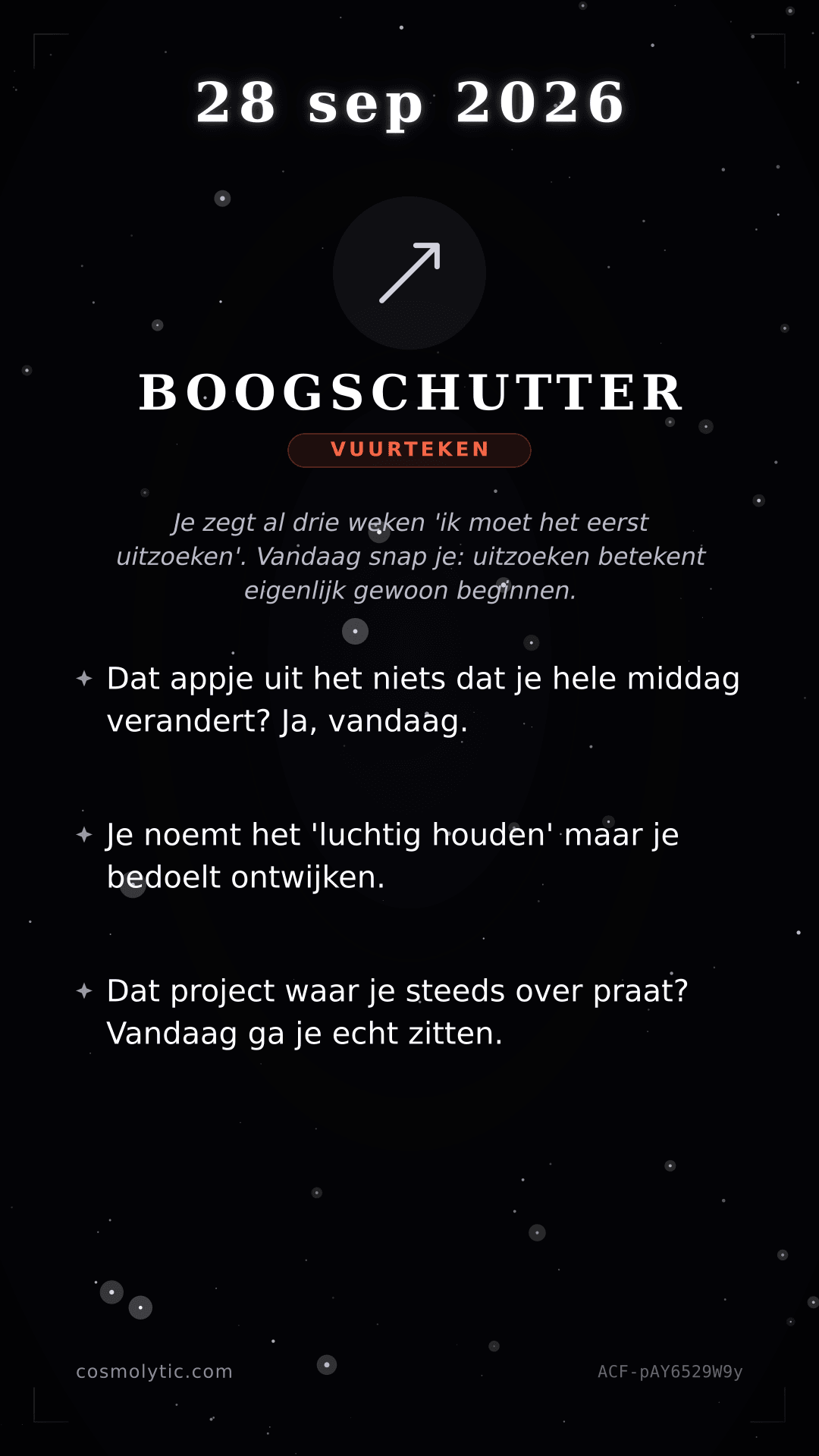 Boogschutter daghoroscoop kaart voor 28 september 2026