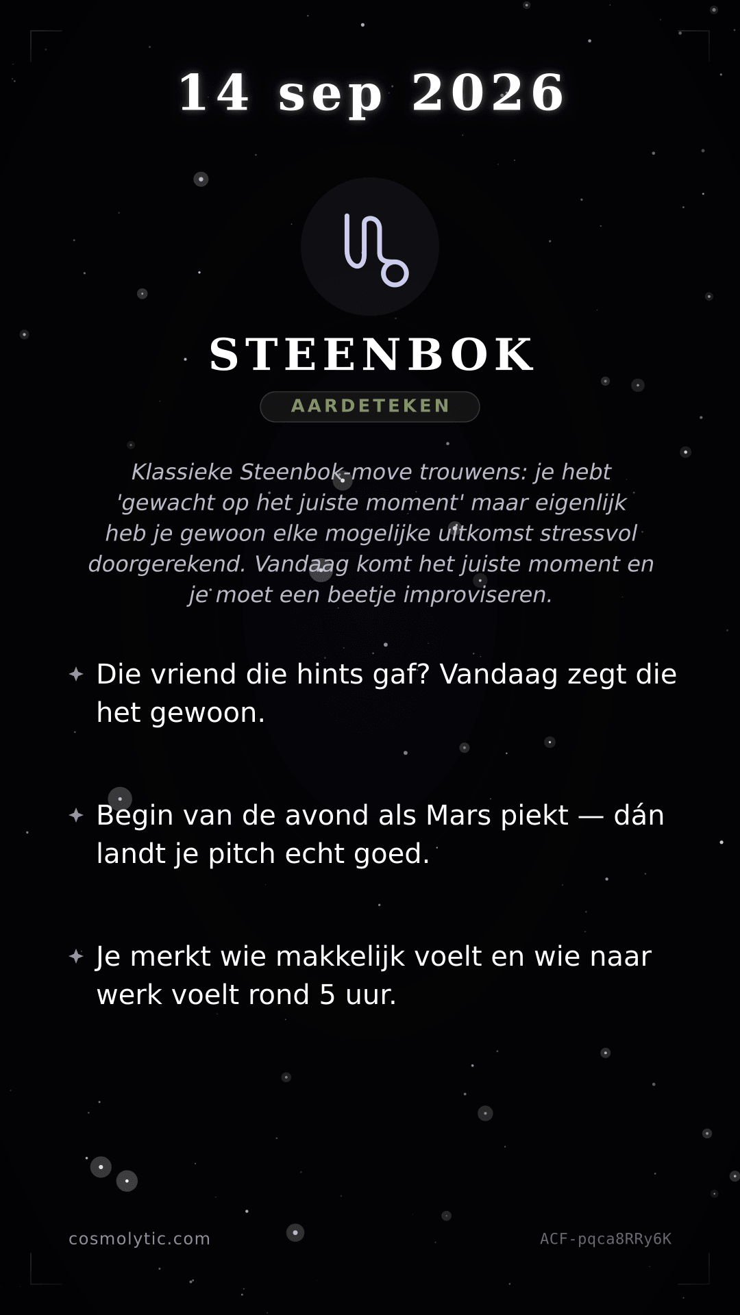 Steenbok daghoroscoop kaart voor 14 september 2026