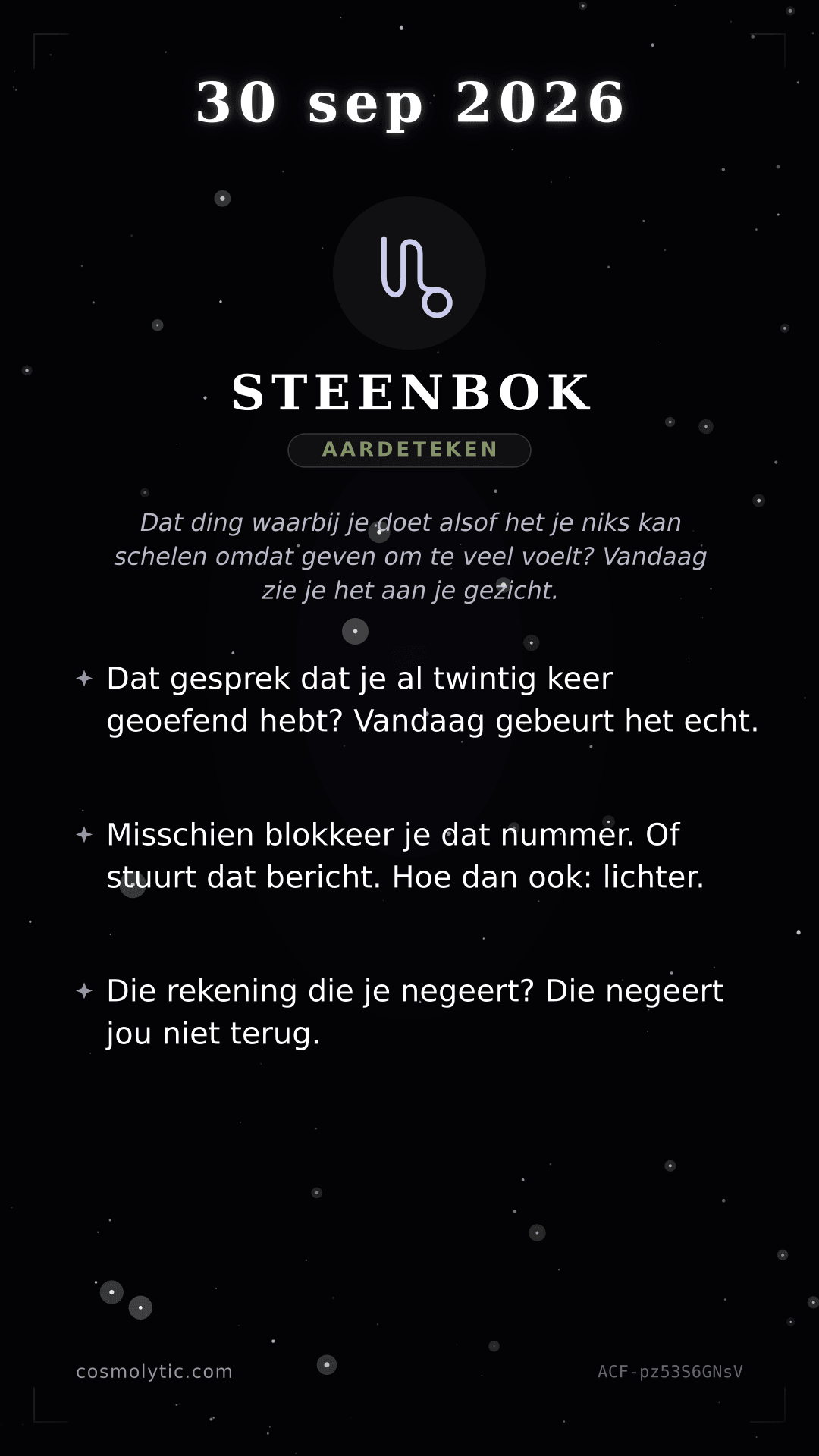 Steenbok daghoroscoop kaart voor 30 september 2026