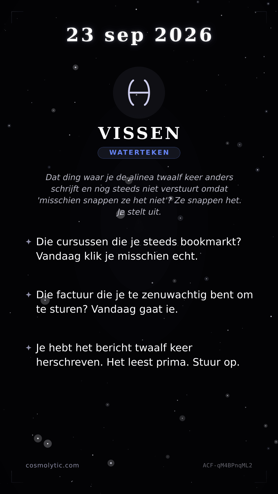 Vissen daghoroscoop kaart voor 23 september 2026