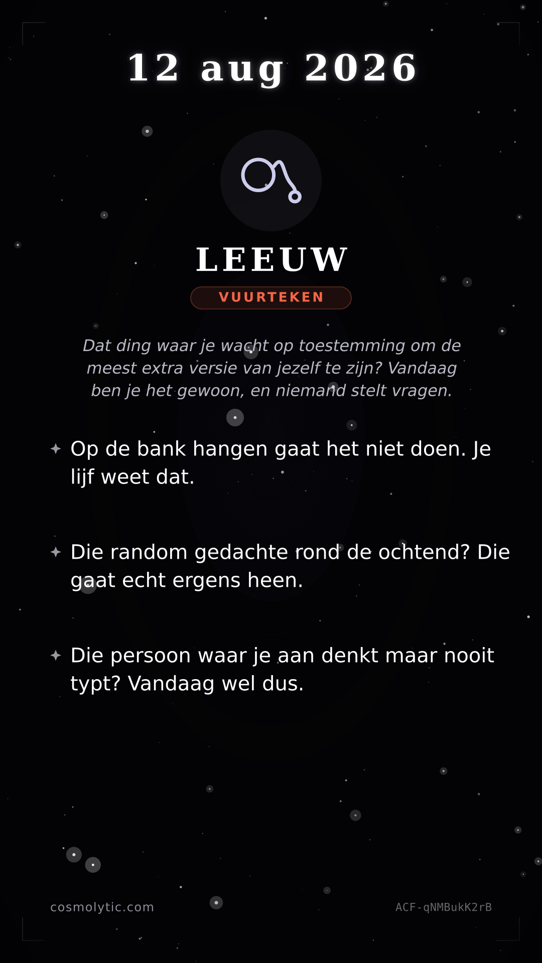 Leeuw daghoroscoop kaart voor 12 augustus 2026