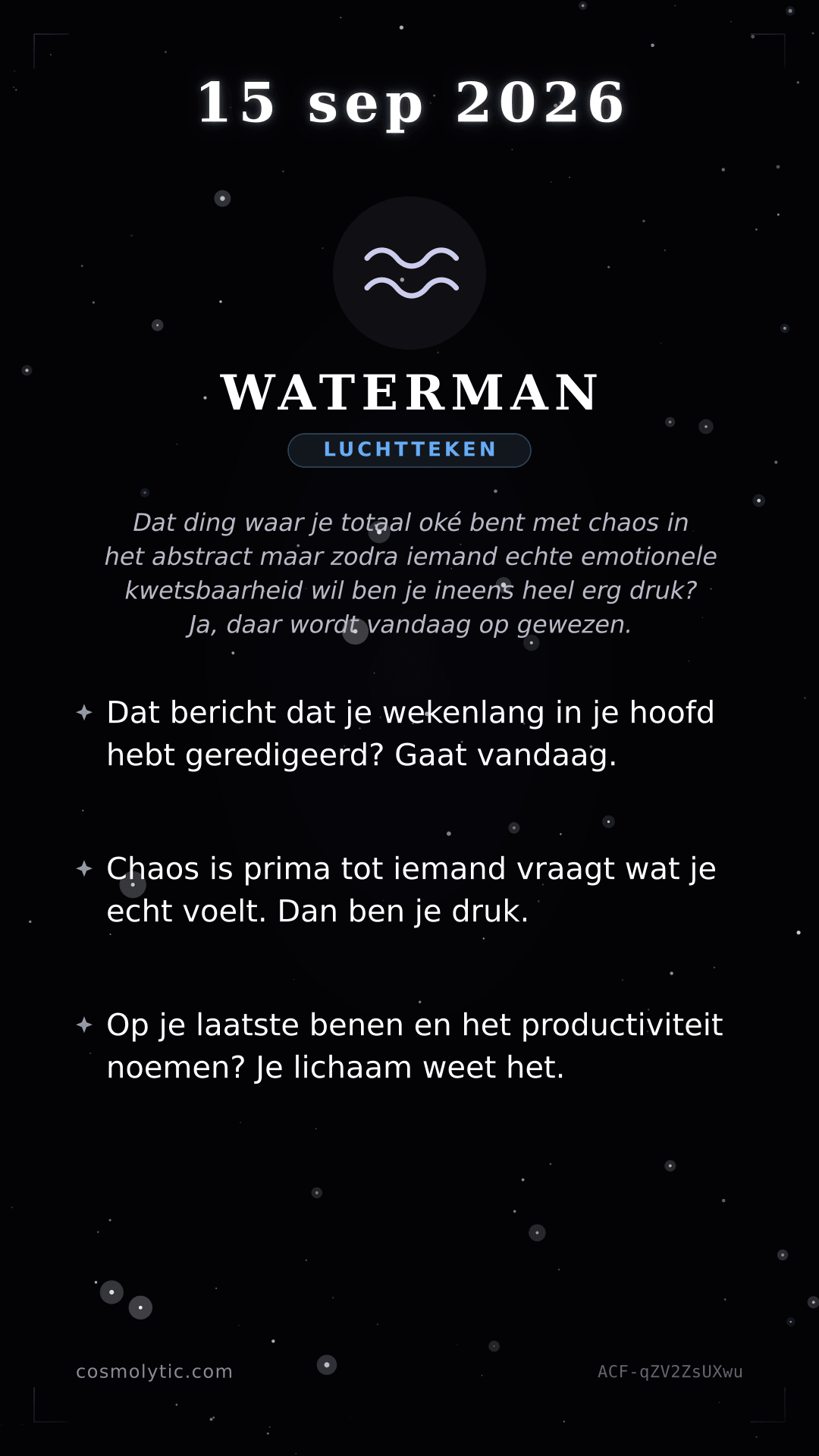 Waterman daghoroscoop kaart voor 15 september 2026
