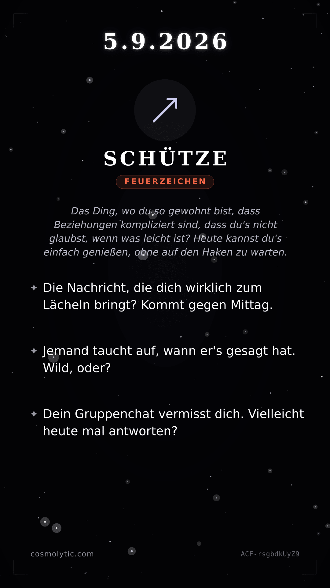 Schütze Tageshoroskop-Karte für 5. September 2026