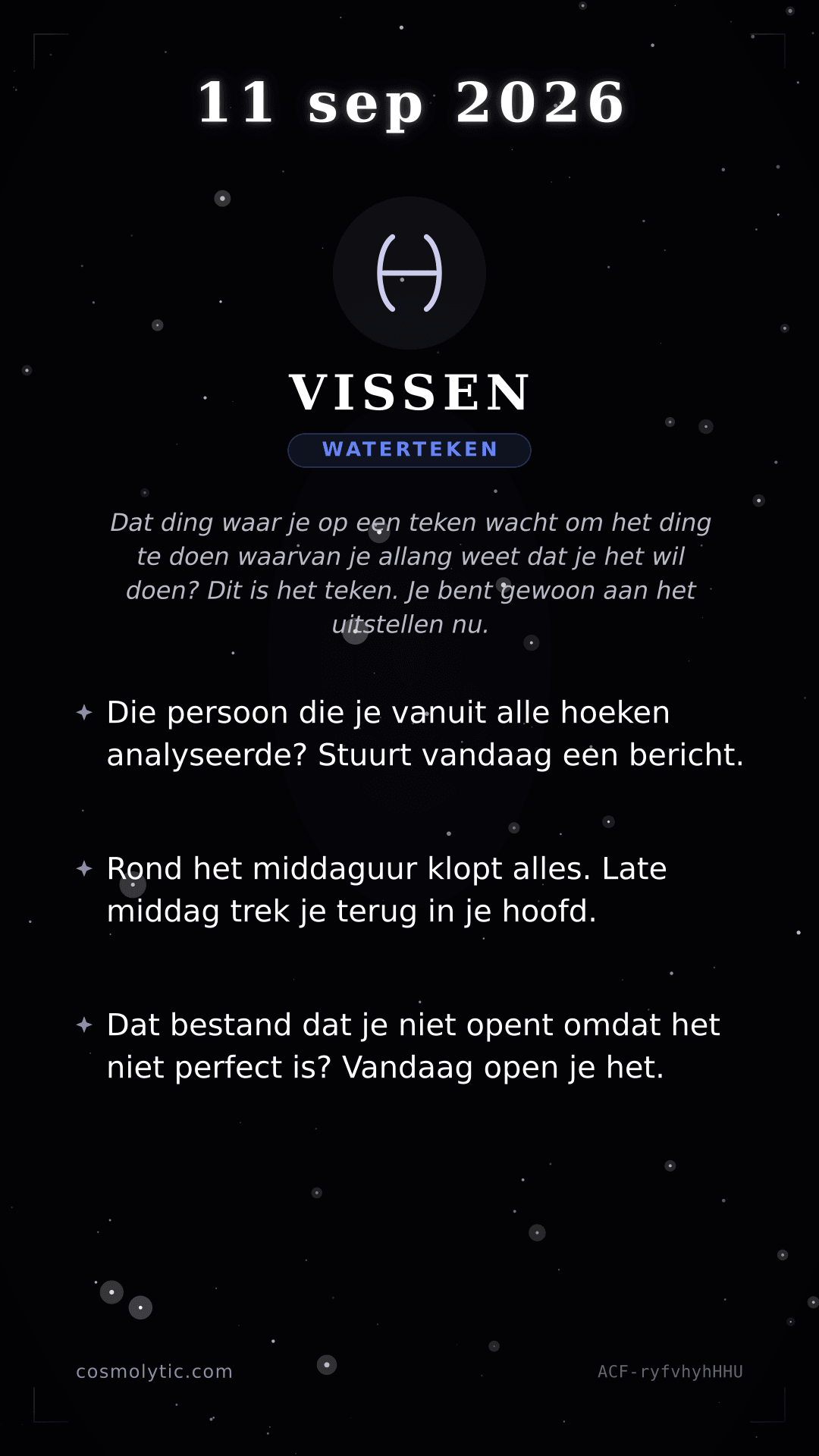 Vissen daghoroscoop kaart voor 11 september 2026