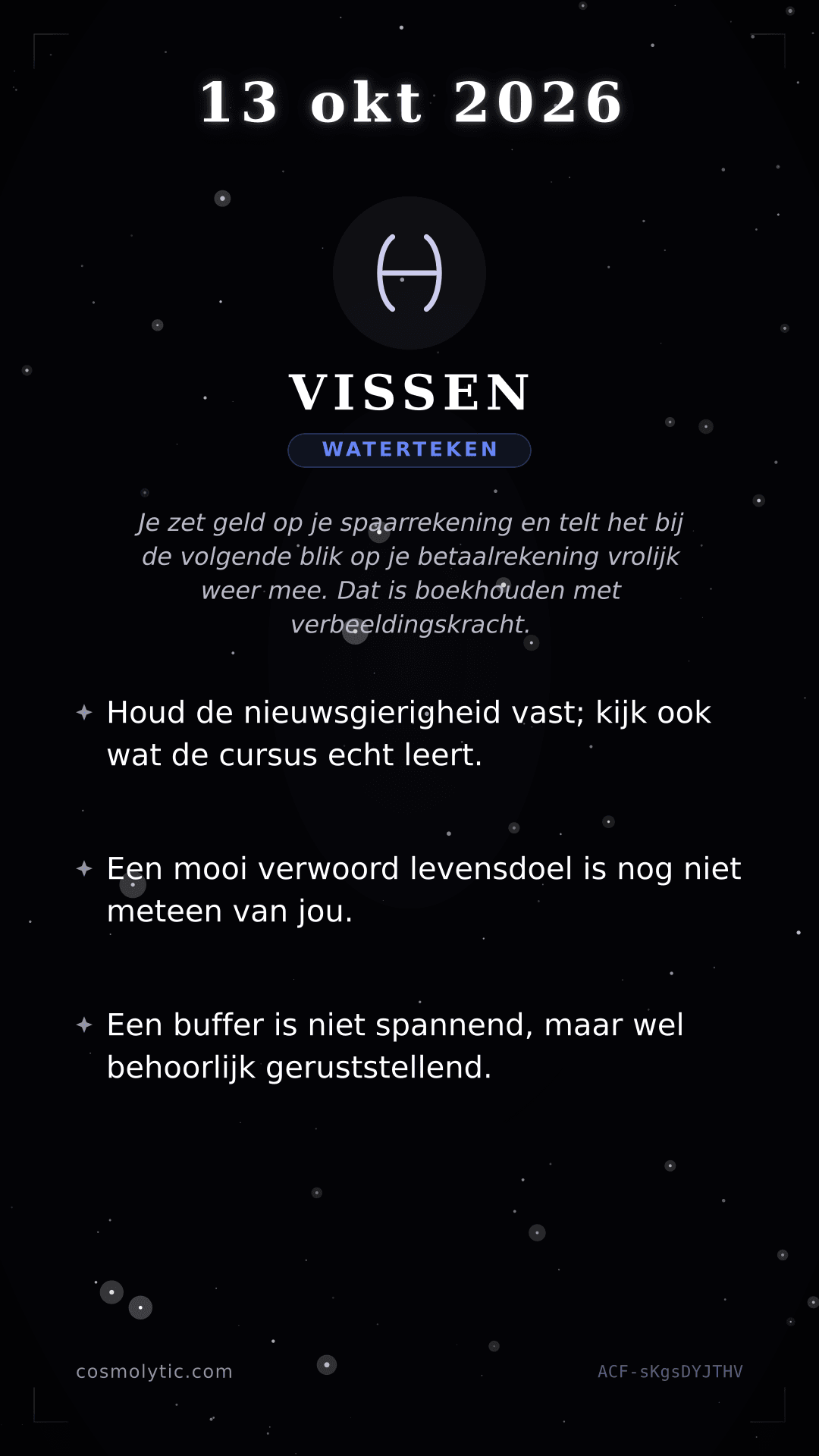 Vissen daghoroscoop kaart voor Vandaag