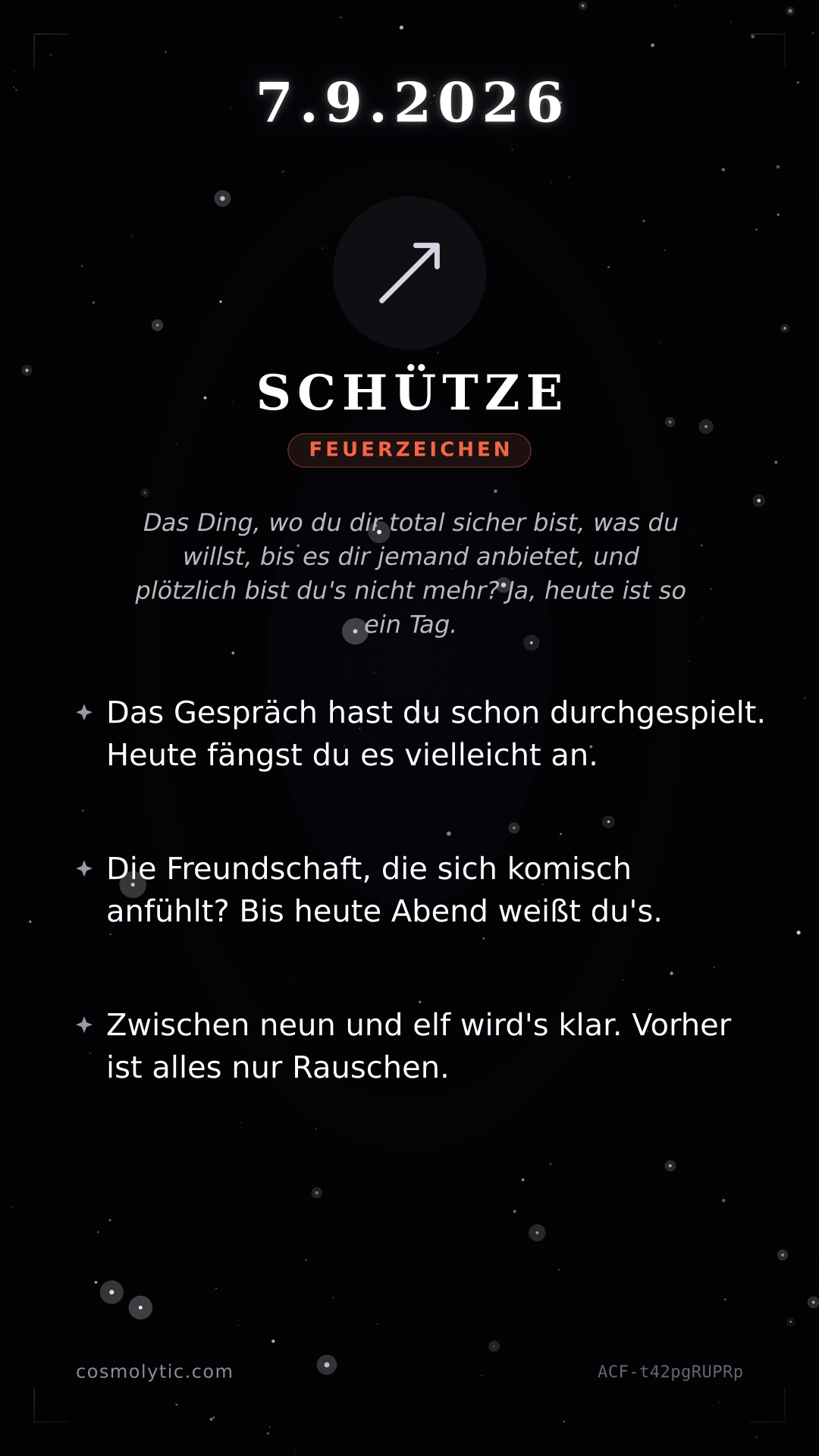 Schütze Tageshoroskop-Karte für 7. September 2026