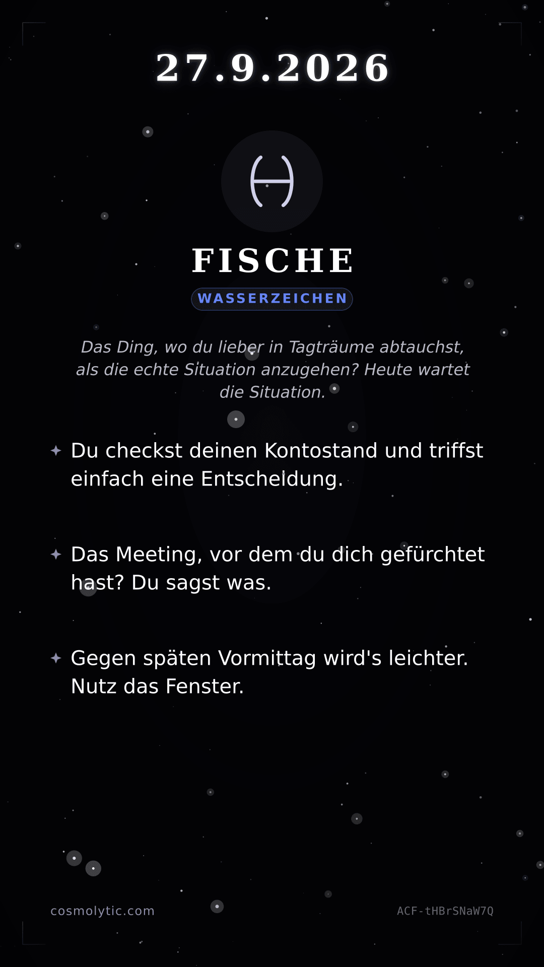 Fische Tageshoroskop-Karte für 27. September 2026