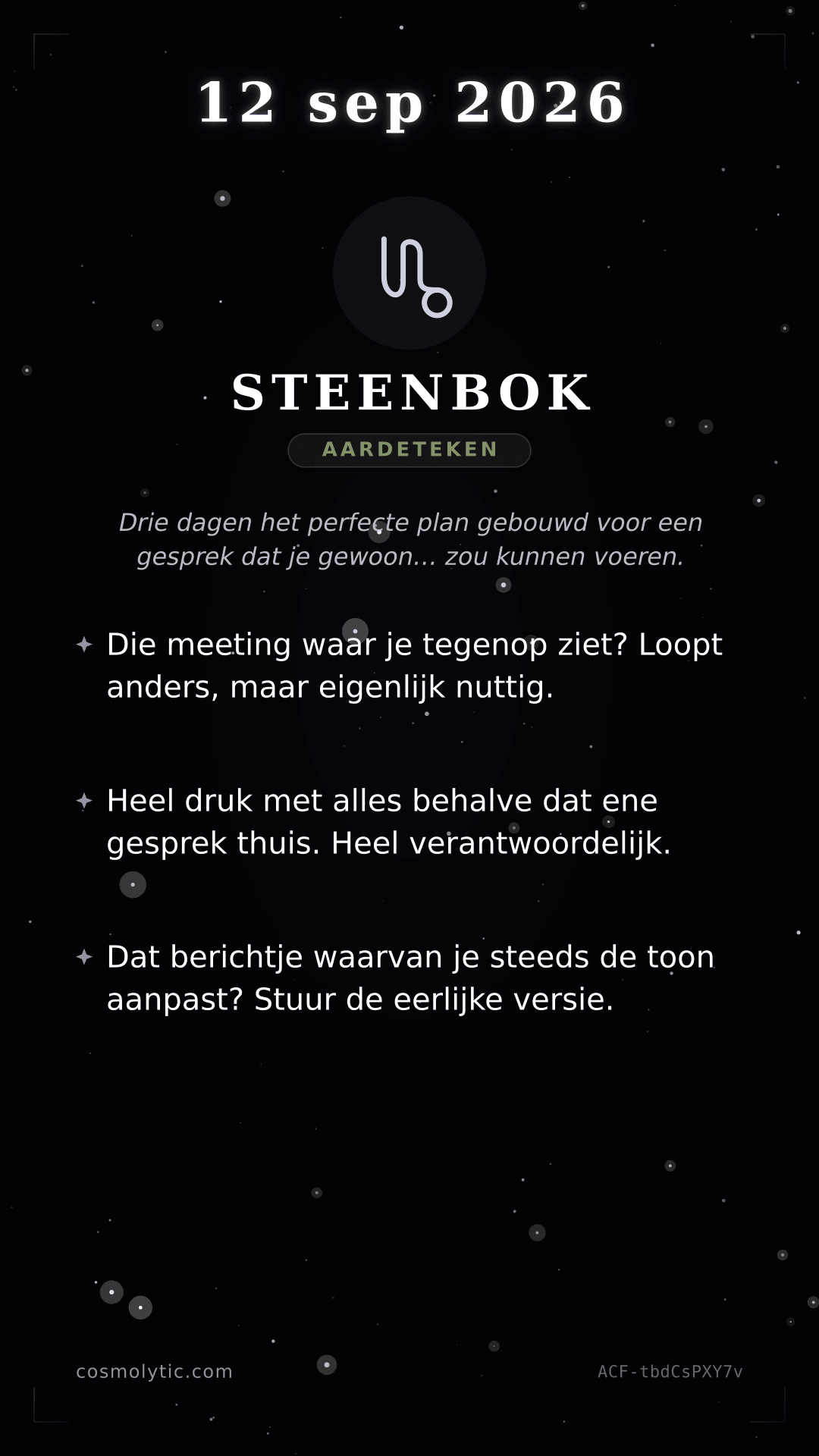 Steenbok daghoroscoop kaart voor 12 september 2026