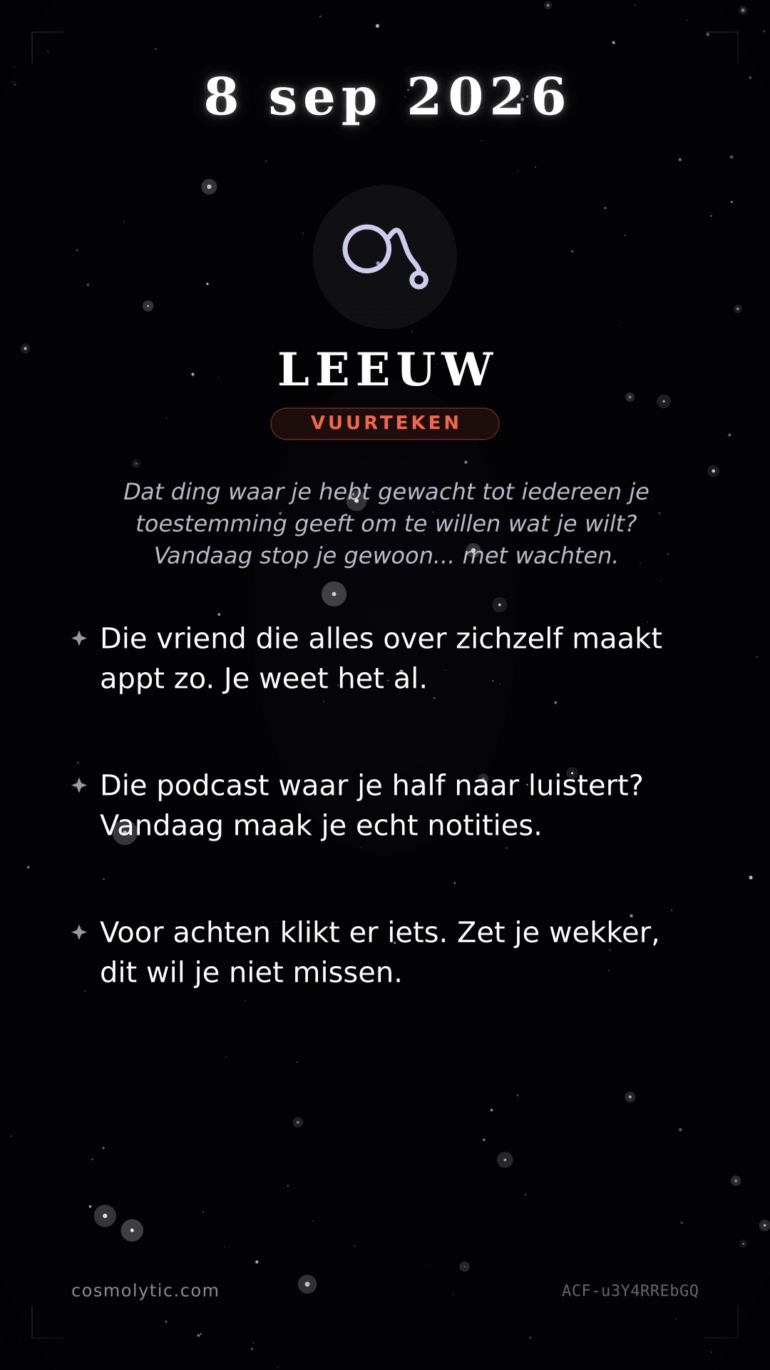 Leeuw daghoroscoop kaart voor 8 september 2026