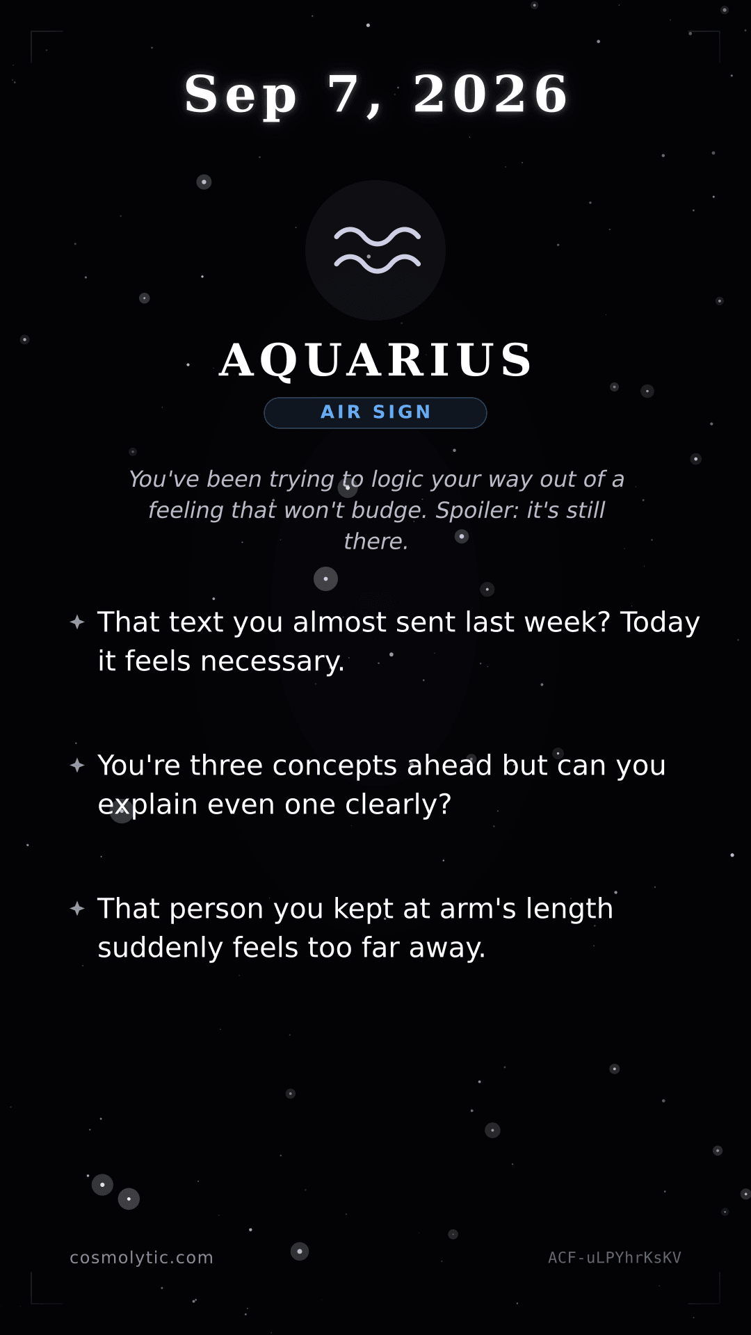 Aquarius daily horoscope card for September 7, 2026