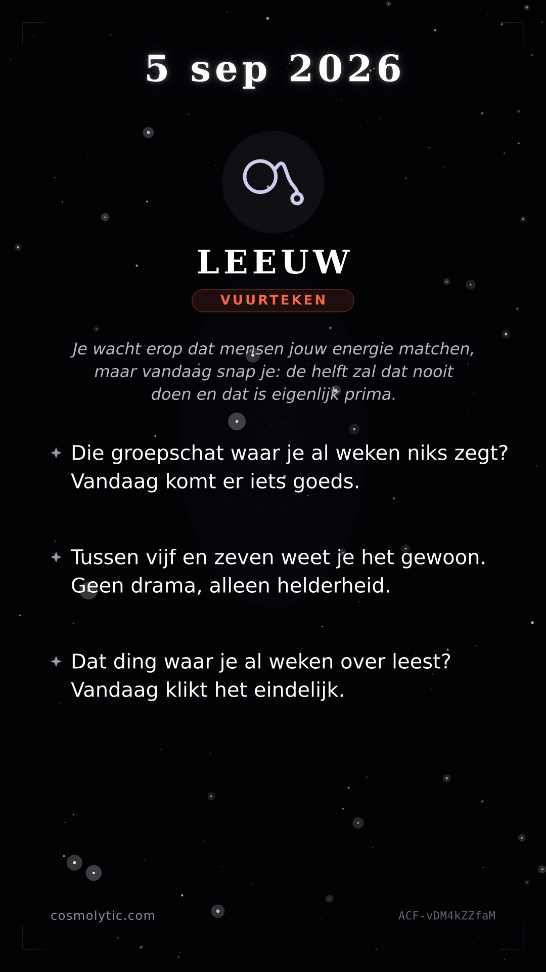 Leeuw daghoroscoop kaart voor 5 september 2026