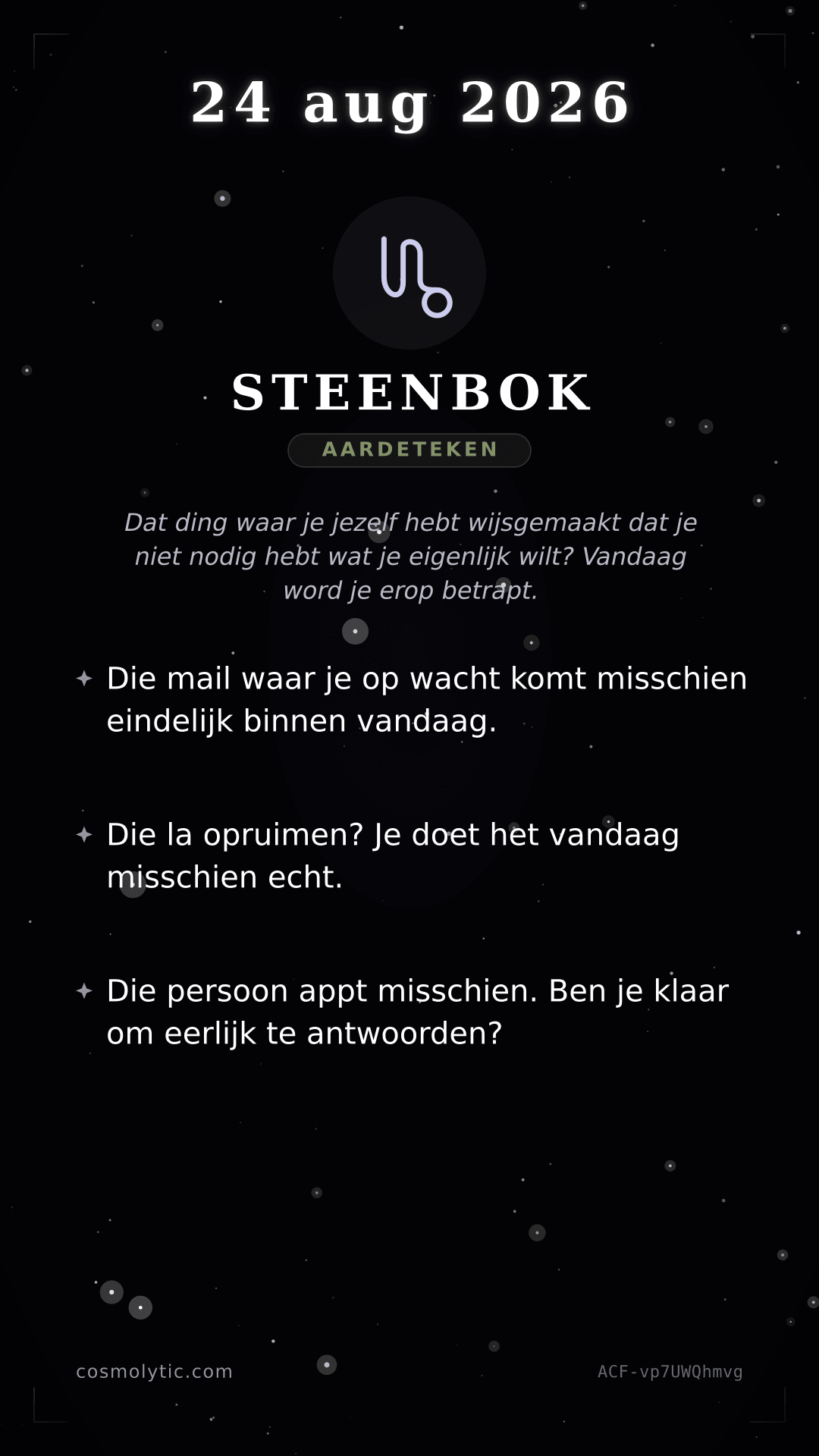 Steenbok daghoroscoop kaart voor 24 augustus 2026