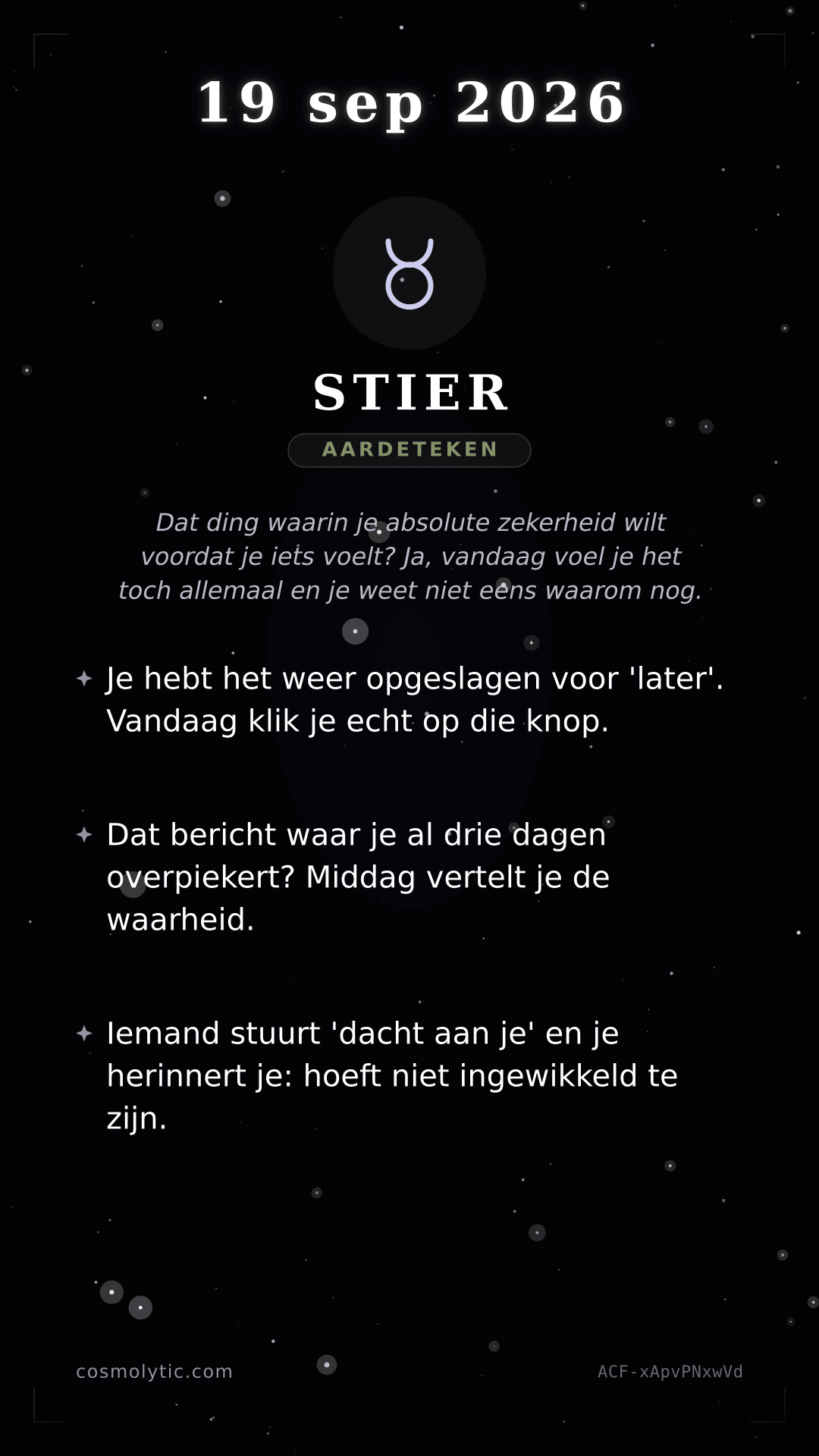 Stier daghoroscoop kaart voor Vandaag