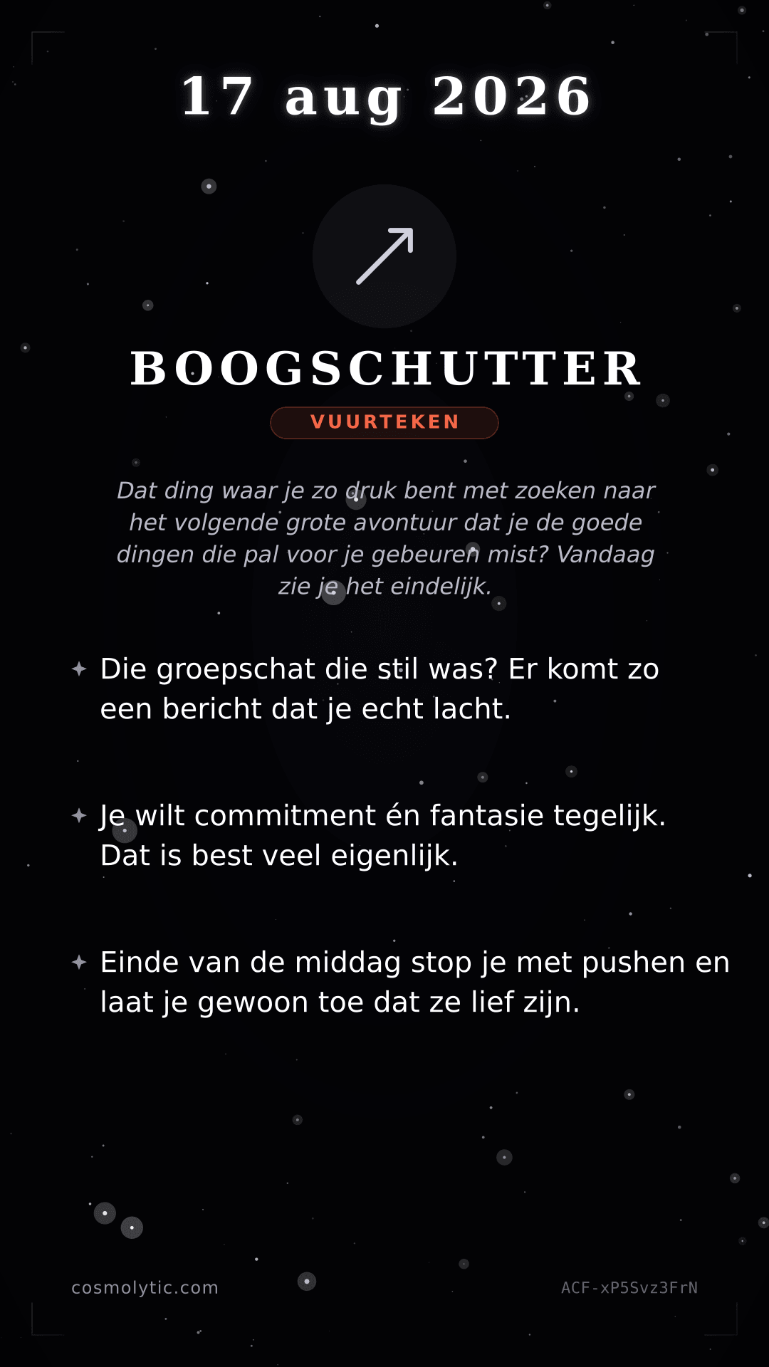 Boogschutter daghoroscoop kaart voor 17 augustus 2026