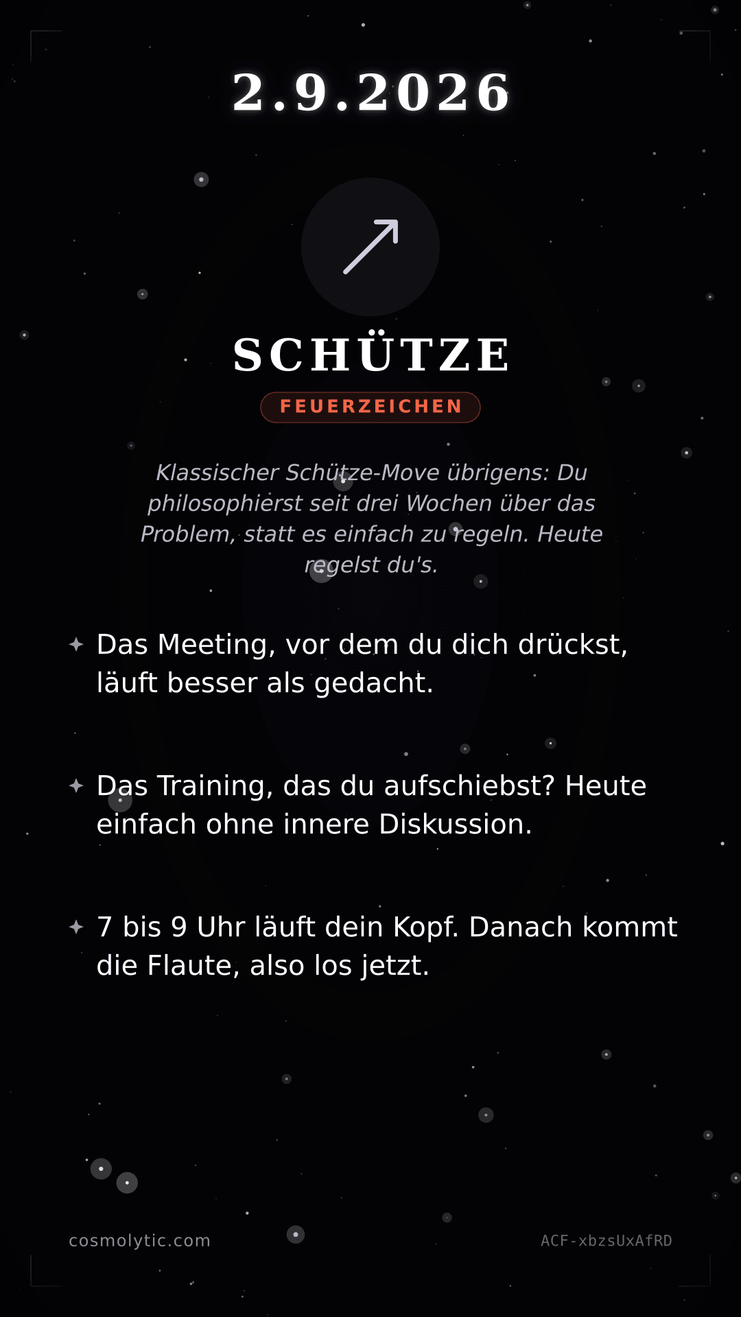 Schütze Tageshoroskop-Karte für 2. September 2026