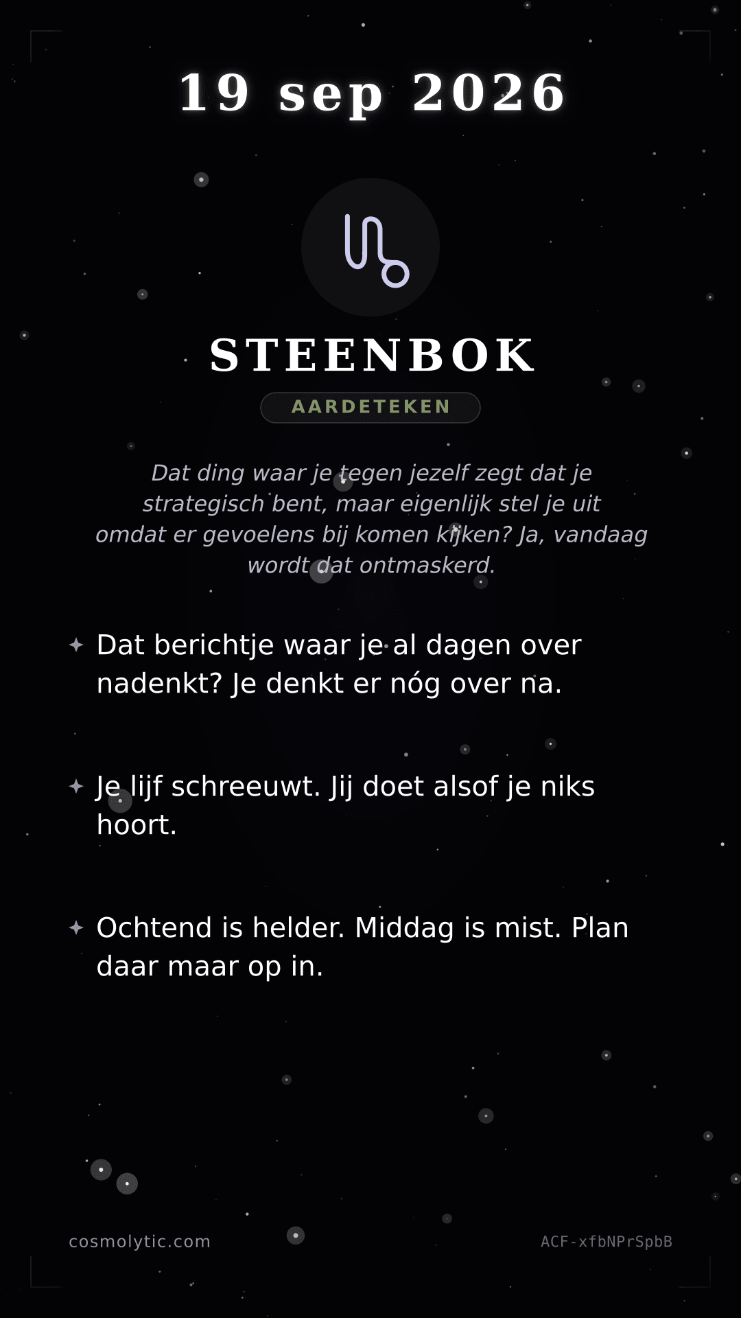 Steenbok daghoroscoop kaart voor 19 september 2026