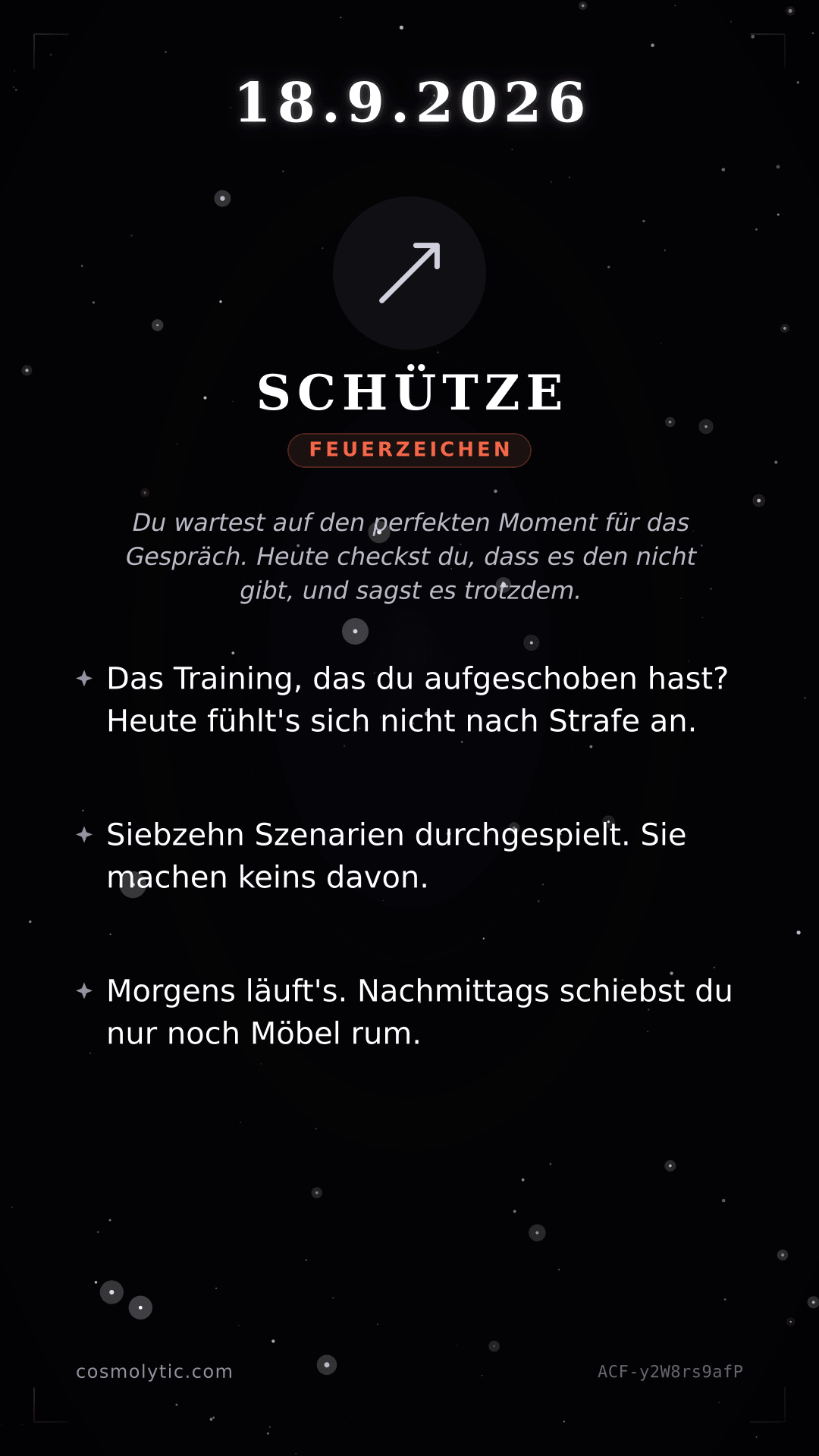 Schütze Tageshoroskop-Karte für Heute
