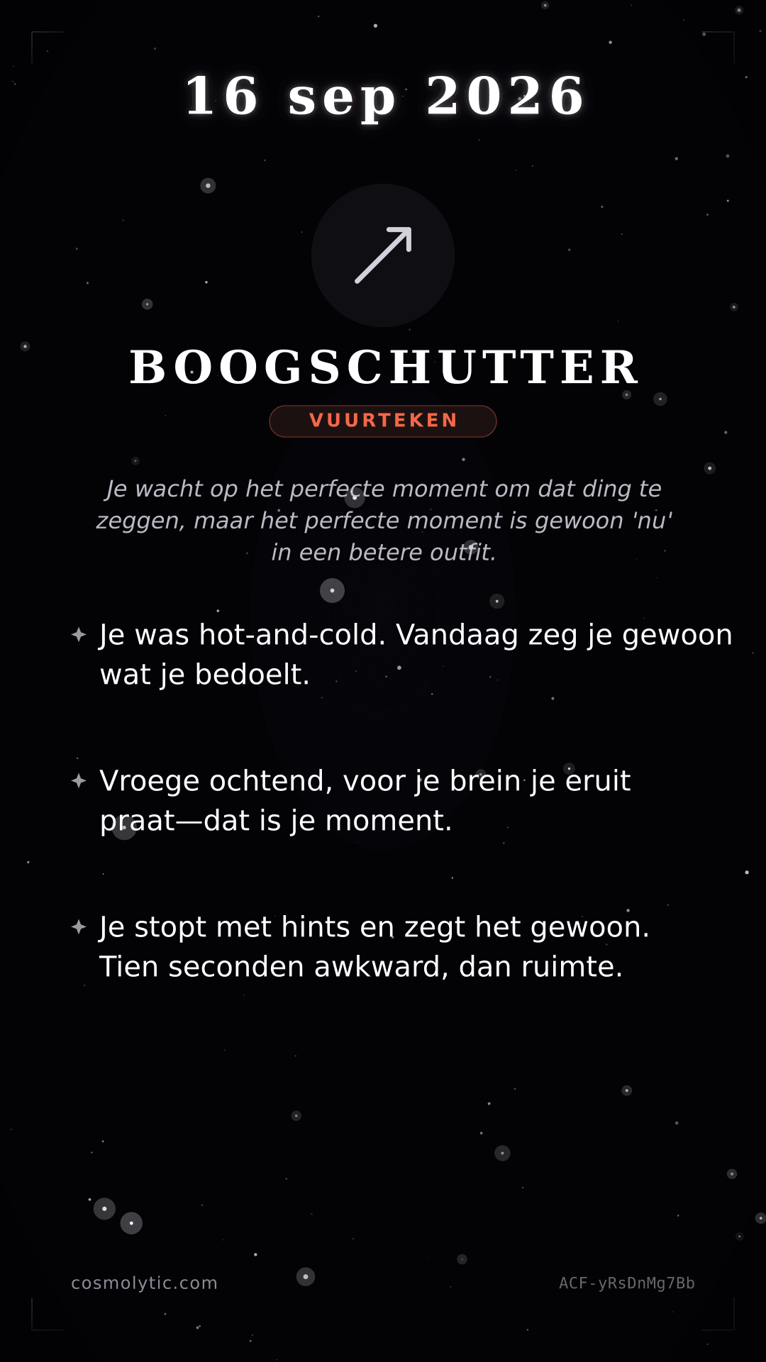 Boogschutter daghoroscoop kaart voor 16 september 2026