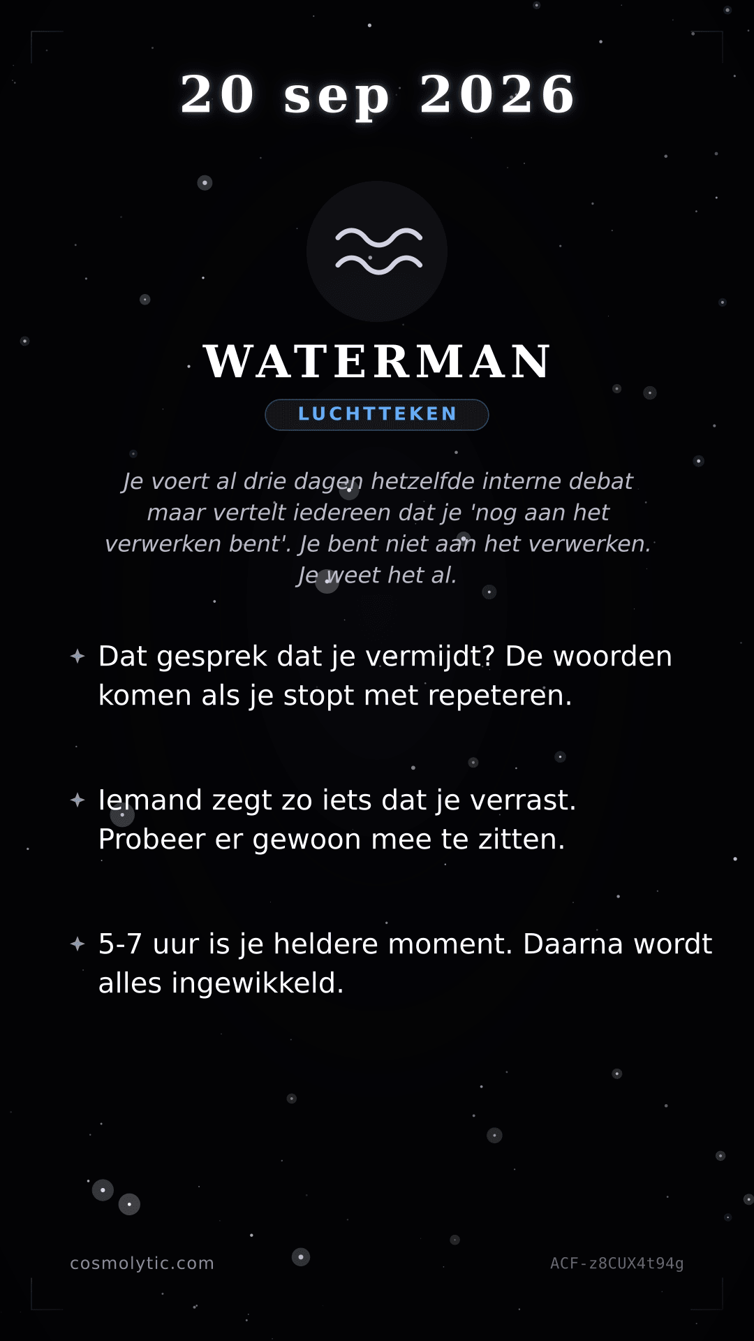 Waterman daghoroscoop kaart voor Morgen