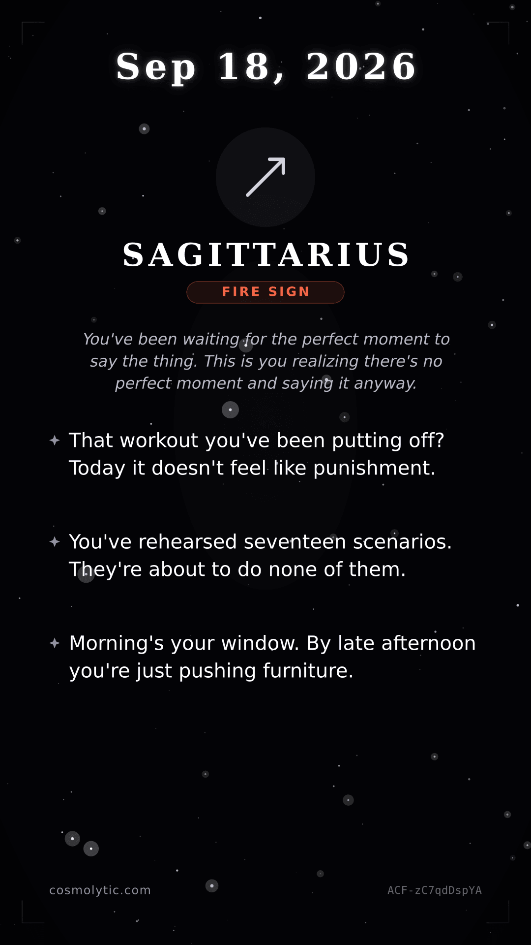 Sagittarius daily horoscope card for September 18, 2026