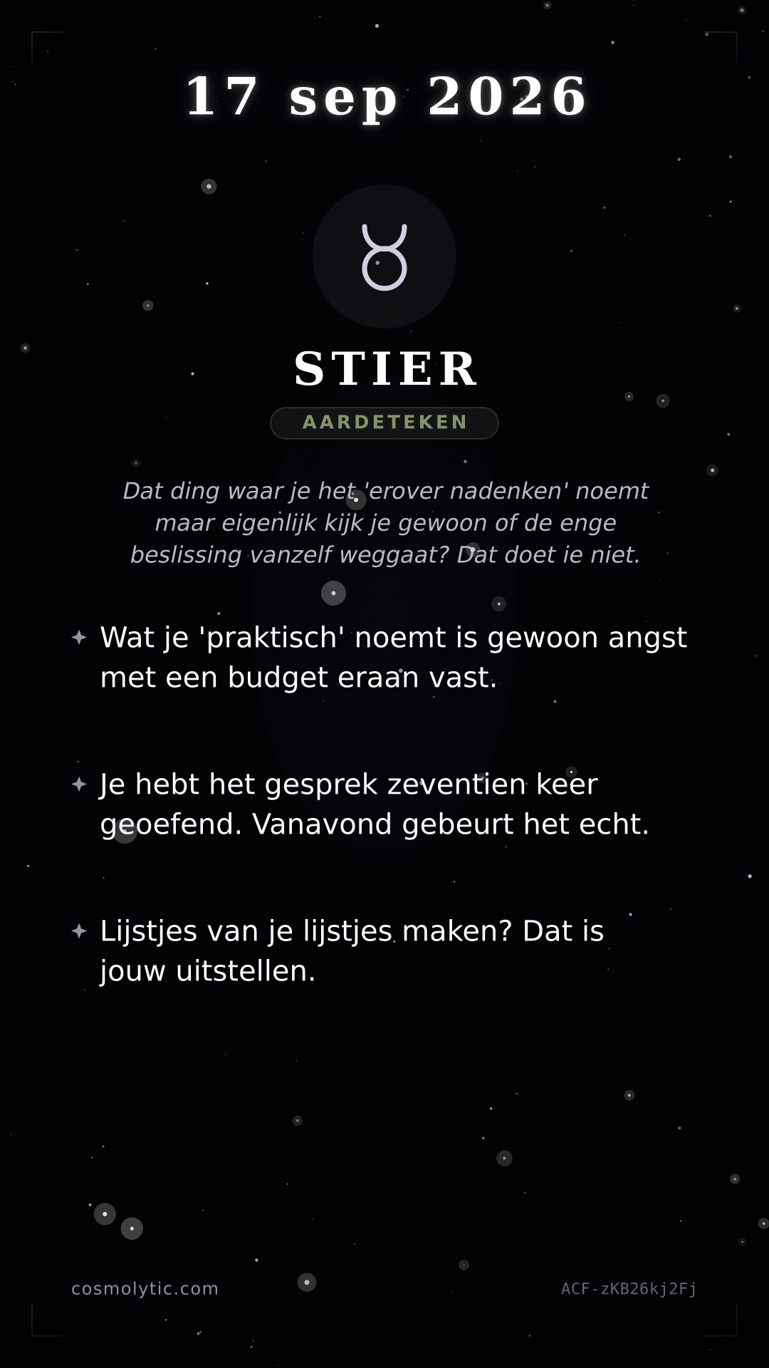 Stier daghoroscoop kaart voor Gisteren