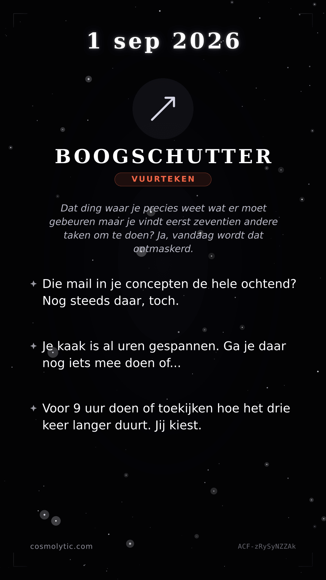 Boogschutter daghoroscoop kaart voor 1 september 2026