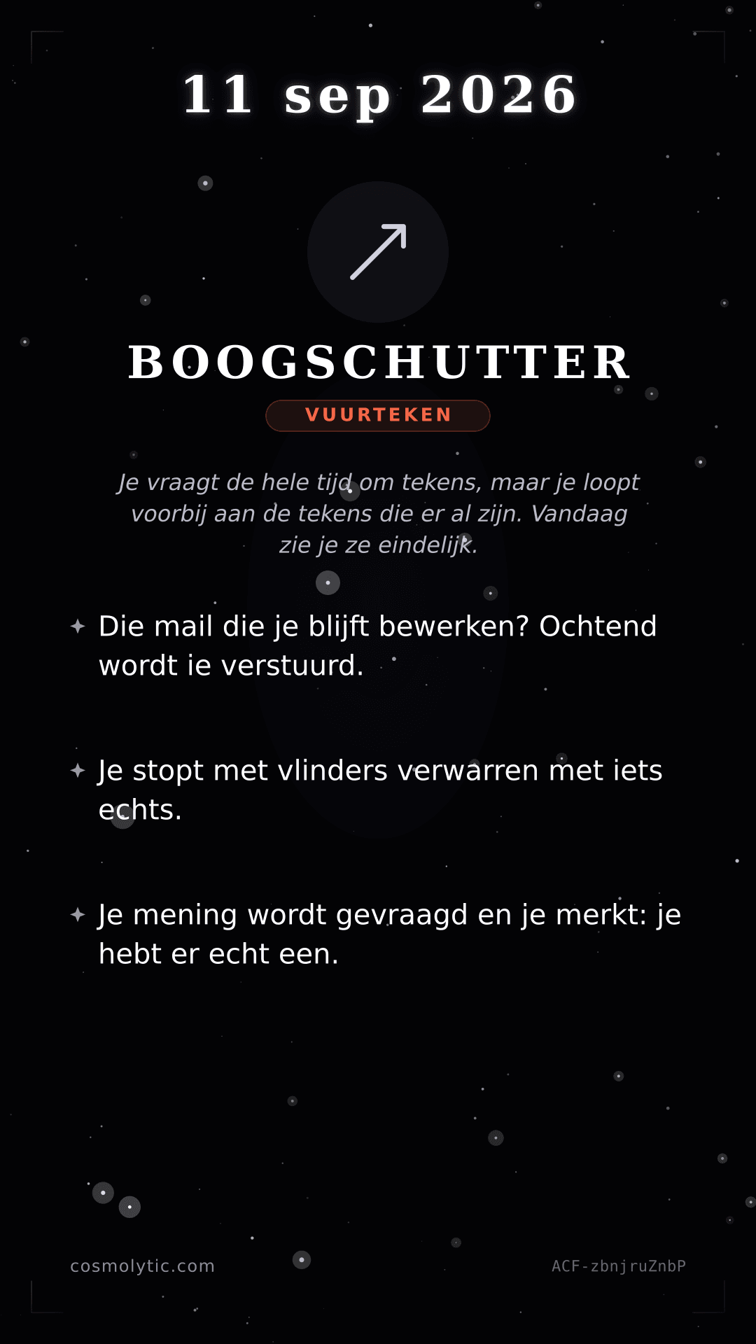 Boogschutter daghoroscoop kaart voor 11 september 2026